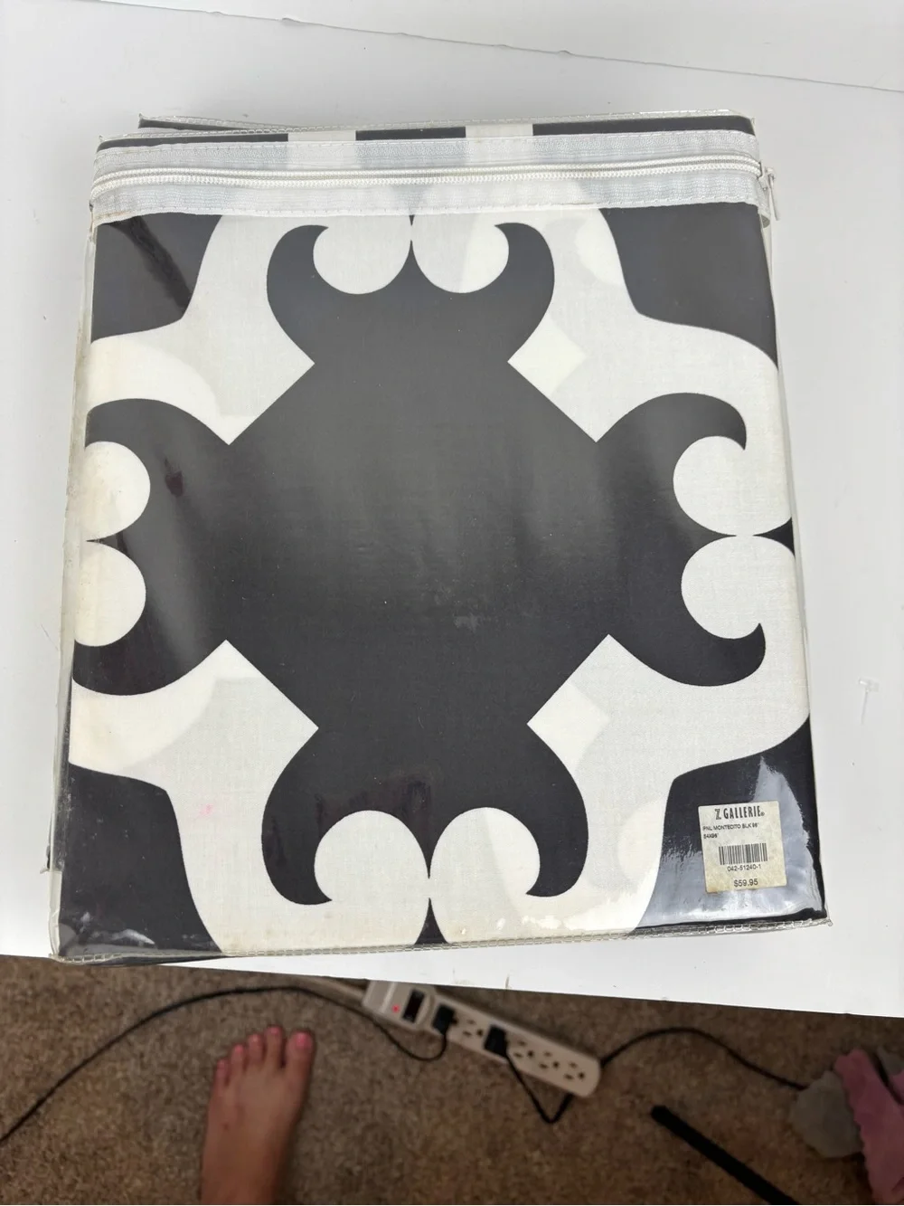 Z Gallerie Montecito Drapery Panels-pair(2)-Bold Blk/Wht Scroll Print-NEW